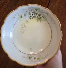 Pickard Antique Hand Painted Porcelain Dish Apple Blossoms 14K Gold Gilt 1920s