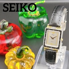 Seiko Porte Tank Gray Quartz Ladies Vintage Watch Working Excellent Condition
