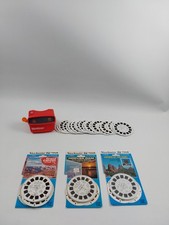 Viewmaster 3D Viewmaster rojo vintage años 80 visor palanca naranja con 37 carretes