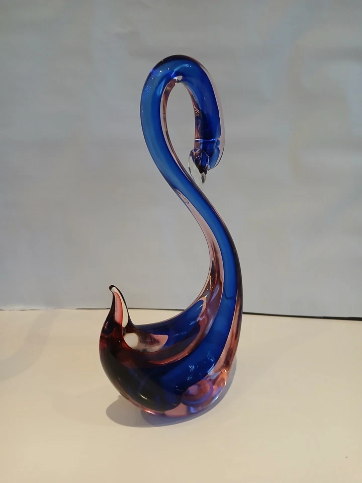 Large 12" Murano Archimede Seguso Pink Purple Sommerso Swan Bird Glass Figure - Image 4 of 4
