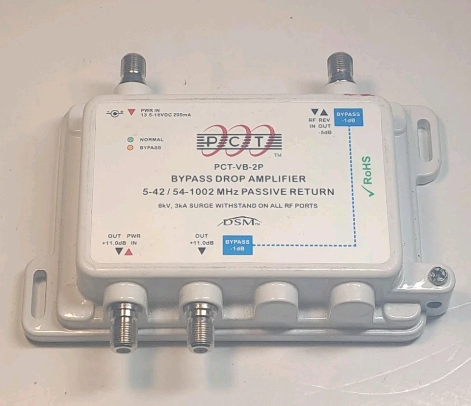 PCT PCT-VB-2P Bypass  Drop Amplifier 5-42/54-1002 MHz Passive Return Cble  New  - Image 2 of 4