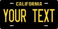 Custom Yellow on Black California License Plate –Personalized Novelty Plate 