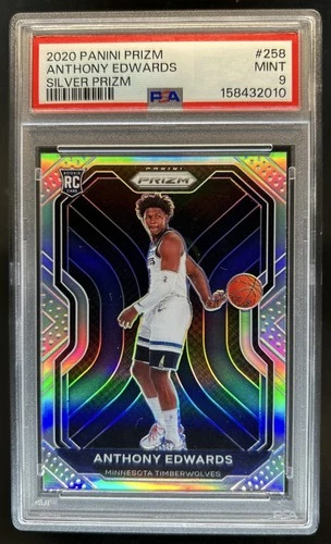 2020-21 Panini Prizm Anthony Edwards RC Silver Prizm #258 Timberwolves PSA 9