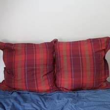 Vintage Chaps Ralph Lauren Red Tartan Plaid Summerton Euro Pillow Shams Set of 2