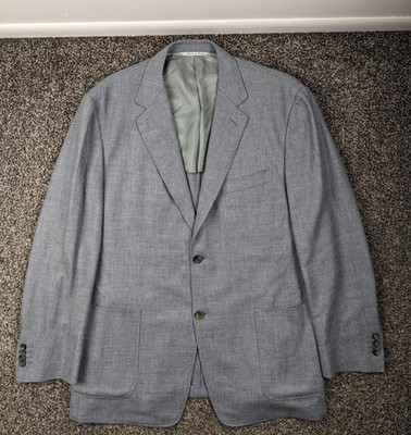 Canali Sport Coat Kei Jacket Unstructured Wool Cashmere Gray Blue 42R *Flaw