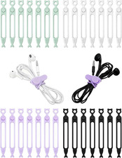 28 Pcs Silicone Cable Ties Reusable, Cable Cord Organizer Straps for Charging Wi