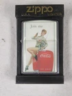 Vintage Zippo Lighter JOIN ME Coca Cola NIB sealed chrome finish #200