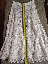 White Crochet Peasant Hippie Circle Skirt One Size