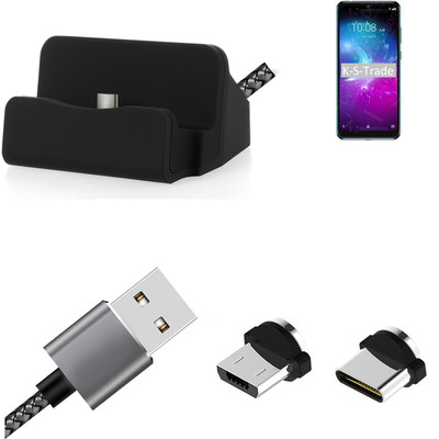 Ladestation für ZTE Blade A5 2020 + USB-Typ C u. Micro-USB-Adapter