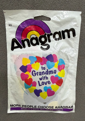 Vintage Sealed Anagram To Grandma With Love Heart Mylar Balloon USA Made 1992