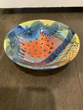 PRU GREEN WIVENHOE MULTI COLORED ART POTTERY Trinket Dish Small Bowl