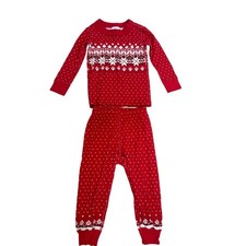 Hanna Andersson Holiday HannaJams Pajama Set in Red Fairisle - 2T