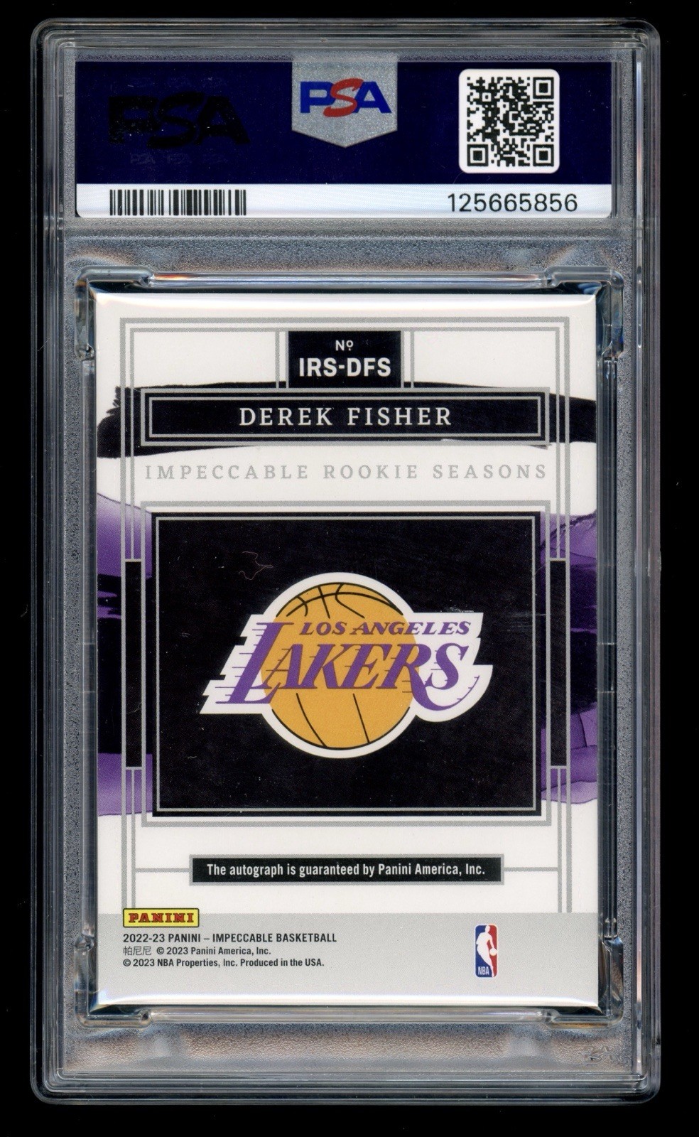 2022 Panini Impeccable Derek Fisher Rookie Seasons Signature Auto Holo /96 PSA 9 view 2