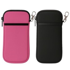 Soft Glasses Case - 2 Pack Double Layer Neoprene Eyeglass Pouch Black  Pink