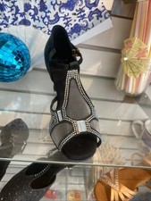 1P6A13320 Latin Dance Shoes 2" Cuban heel,Black satin , Size:US5.5 UK:3 