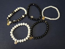 Erimish Bracelets Set Of 5 Black and White
