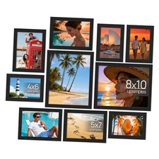  10 Pack Picture Frames Collage Wall Decor for Mounting or Tabletop Black
