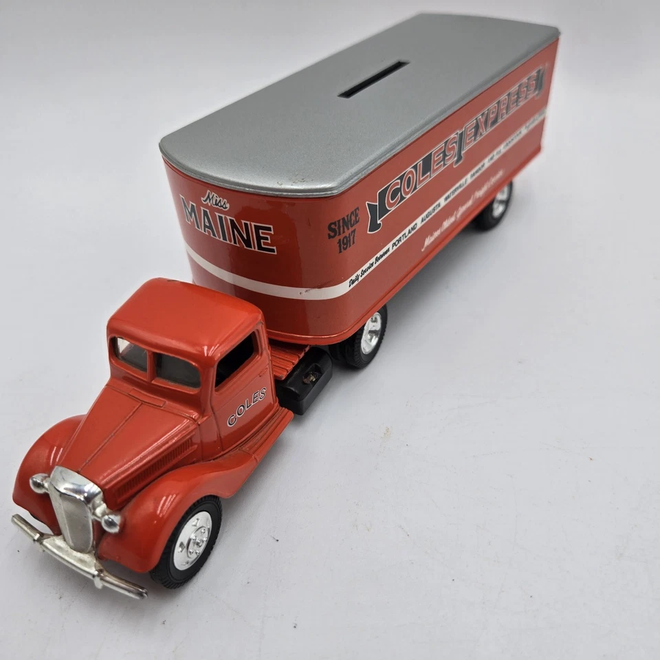 ERTL 1937 Ford Cab Coles Express Tractor Trailer Bank w/Key 1/43 Scale Die-cut - Image 4 of 4