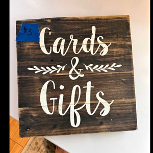 Rustic Wood wedding Sign - Cards & Gifts Brown/White