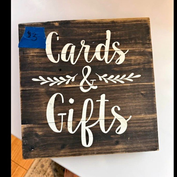 Rustic Wood wedding Sign - Cards & Gifts Brown/White