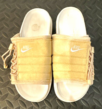 Nike Men's Beige/White Slide Sandals Logo Solid US 10 UK 9 Synthetic Slip-On