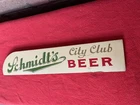 VINTAGE Schmidt’s City Club Beer Brewery Wooden Hand Painted Advertising Sign NR