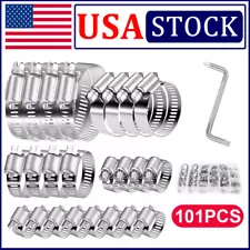 101x Adjustable Hose Clamps 8 Sizes Worm Gear Stainless Steel Clamp Assortment