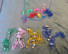 34 whistles w/ Lanyard assorted colors  styles Referee Camping Hiking Official
