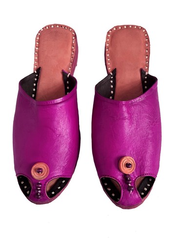 Womens clogs ladies mules shoes Pink leather mules half shoes us 13 big size  | eBay