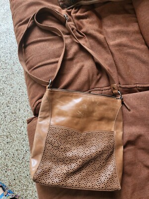 The Sak Lucia Tan Cutout Leather Crossbody Shoulder Bag