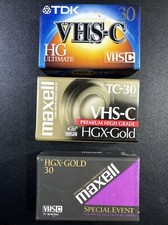 Blank VHS-C Tapes Lot of 3 Sealed Maxell  TDK