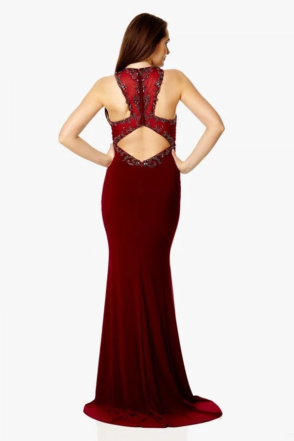 Burgundy dress on sale with shawl