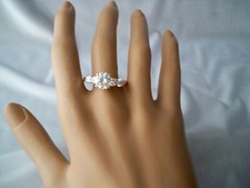 Vintage 925 Sterling Silver Cubic Zirconia Engagement Ring Size10