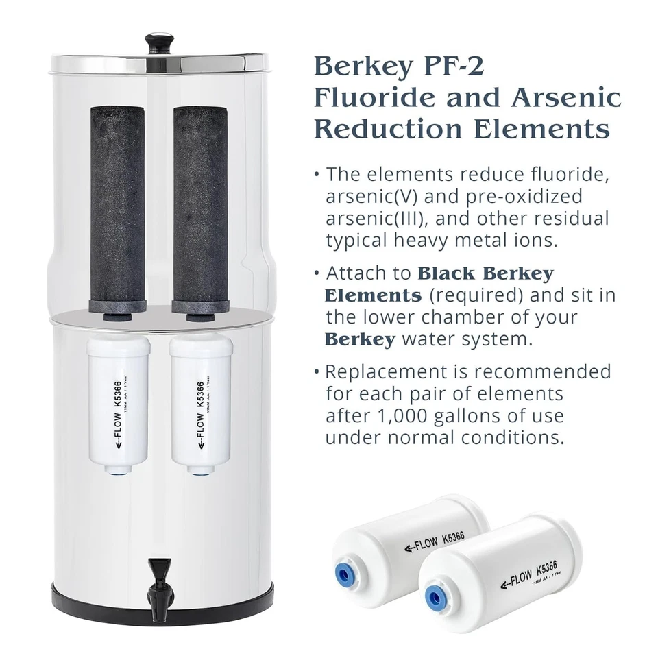 Royal Berkey Water Filter System with 2 Black Elements & 2 PF2 - Brand New - Image 4 of 4