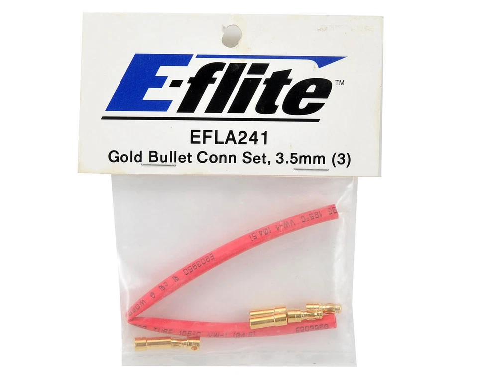 E-flite 3.5mm Gold Bullet Connector Set w/Heatshrink (3 Male/3 Female) [EFLA241] - Image 2 of 2