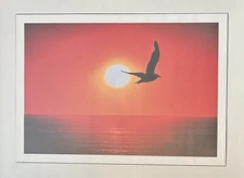 Bird Flying Over Water During Sunset 13.25x19 Rolled Canvas Wall Art Poster