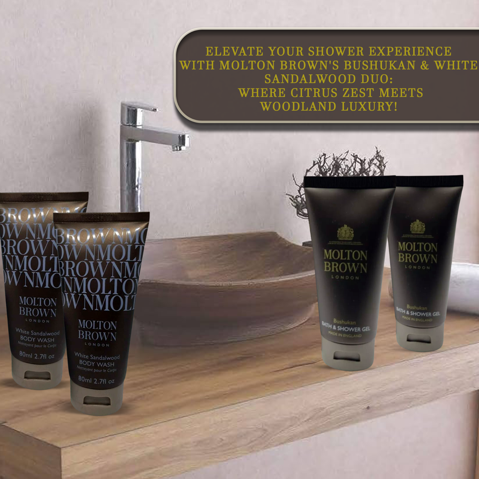 Molton Brown Body Wash Shower Wash Mens Gift Set Bushukan & White