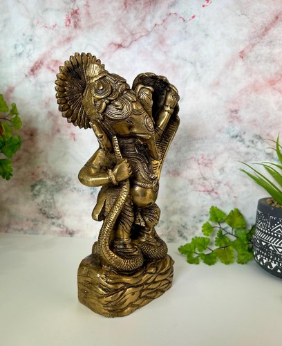 Ganesh Statue | Adorable Vintage Lord Ganesha Dancing On Sheshnag - 9.5" Tall - Picture 5 of 10