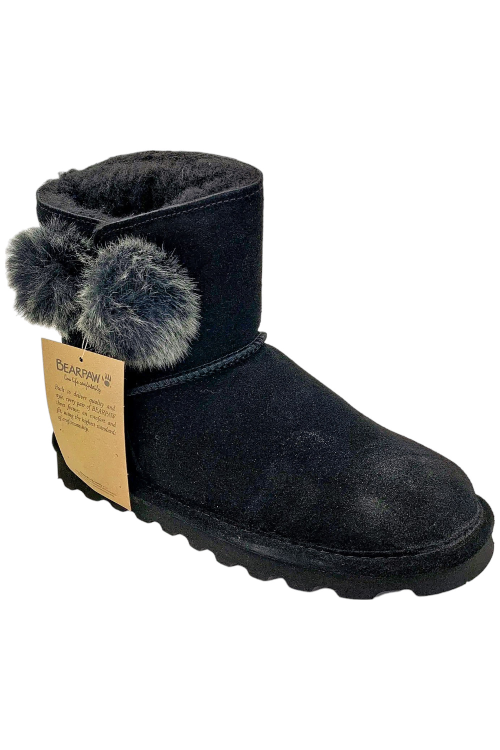 Женские ботинки BEARPAW Ashlyn с помпоном BEARPAW черные 7190₽