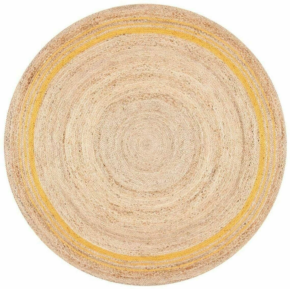 Rug Round Jute 100% Natural Jute Braided style rug Reversible Modern rustic look - Image 2 of 4