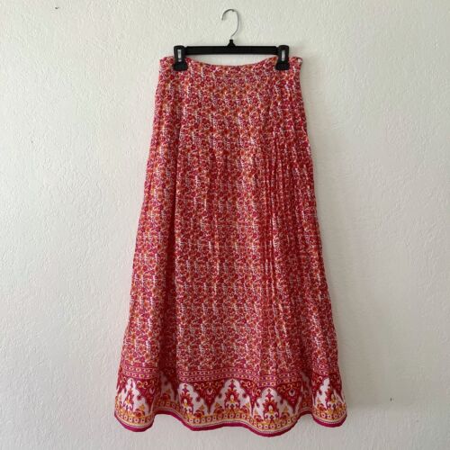 Boho Maxi Skirt Size 10 12 M Long Cotton Floral Gypsy Ethnic Bohemian Modest Fal