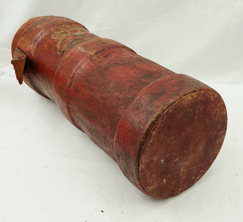 Tall Leather Covered Cartridge Or Cordite Carrier With Royal Coat Of Arms - Picture 9 of 9