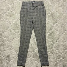 Tommy Hilfiger Women's Skinny Fit Pants Gray Plaid Size 4 Formal Office Workwear