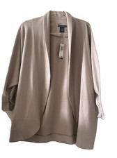 Chelsea & Theodore Beige Women's Open Front Cardigan Size Large Pockets
