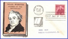 USA7 #1121 ADDR CACHET CRAFT FDC   Noah Webster