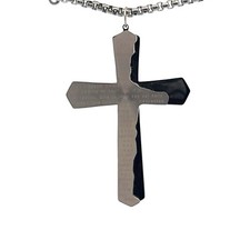 Shaquille O'Neal Two-Tone Stainless Steel Lord's Prayer Cross Necklace