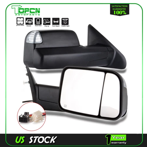 Power Heated Puddle Signal Towing Mirrors For 2016-2017 Ram 1500 2500 3500 Pair