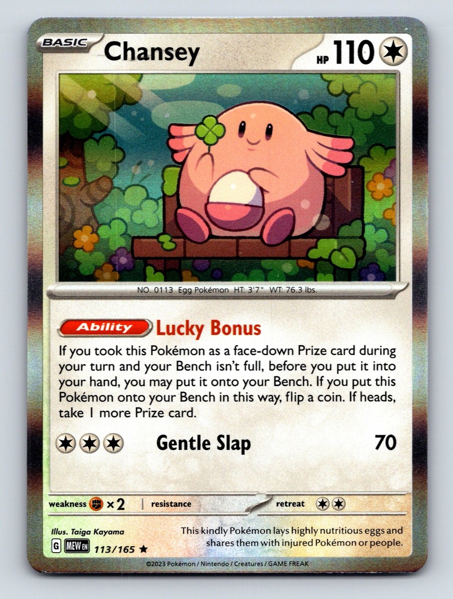 Basic Chansey HP 110 Lucky Bonus Ability Gentle Slap Attack