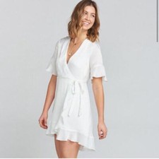 Show Me Your Mumu Womens Evelyn Mini Wrap Dress White S