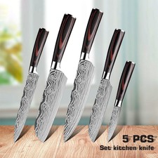 5tlg Profi Küchenmesser Kochmesser Set Japanisches Damaskus Edelstahl Messer DHL